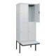 C+P Doppelstock-Spind Classic PLUS, Bank, 2 Abteile, 2120x800x815mm, 7035/7035 Verschluss Zylinderschloss Sitzbanktyp auskragend Material Sitzfläche Kunststoff-2