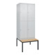 C+P Doppelstock-Spind Classic PLUS, Bank, 2 Abteile, 2120x800x815mm, 7035/7035 Verschluss Zylinderschloss Sitzbanktyp untergebaut Material Sitzfläche Buche-Hartholz-1