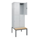 C+P Doppelstock-Spind Classic PLUS, Bank, 2 Abteile, 2120x800x815mm, 7035/7035 Verschluss Zylinderschloss Sitzbanktyp untergebaut Material Sitzfläche Buche-Hartholz-2