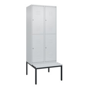 C+P Doppelstock-Spind Classic PLUS, Bank, 2 Abteile, 2120x800x815mm, 7035/7035 Verschluss Zylinderschloss Sitzbanktyp untergebaut Material Sitzfläche Kunststoff