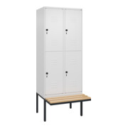 C+P Doppelstock-Spind Classic PLUS, Bank, 2 Abteile, 2120x800x815mm, 9016/9016 Verschluss Sicherheits-Drehriegel Sitzbanktyp auskragend Material Sitzfläche Buche-Hartholz