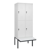 C+P Doppelstock-Spind Classic PLUS, Bank, 2 Abteile, 2120x800x815mm, 9016/9016 Verschluss Sicherheits-Drehriegel Sitzbanktyp auskragend Material Sitzfläche Kunststoff