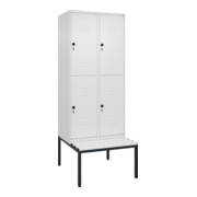 C+P Doppelstock-Spind Classic PLUS, Bank, 2 Abteile, 2120x800x815mm, 9016/9016 Verschluss Sicherheits-Drehriegel Sitzbanktyp untergebaut Material Sitzfläche Kunststoff