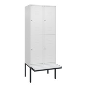C+P Doppelstock-Spind Classic PLUS, Bank, 2 Abteile, 2120x800x815mm, 9016/9016 Verschluss Zylinderschloss Sitzbanktyp auskragend Material Sitzfläche Kunststoff