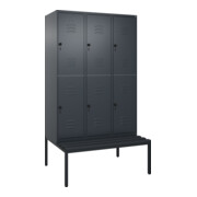 C+P Doppelstock-Spind Classic PLUS, Bank, 3 Abteile, 2120x1200x815mm, 7016/7016 Verschluss Sicherheits-Drehriegel Sitzbanktyp untergebaut Material Sitzfläche Kunststoff