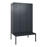 C+P Doppelstock-Spind Classic PLUS, Bank, 3 Abteile, 2120x1200x815mm, 7016/7016 Verschluss Zylinderschloss Sitzbanktyp untergebaut Material Sitzfläche Kunststoff