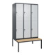 C+P Doppelstock-Spind Classic PLUS, Bank, 3 Abteile, 2120x1200x815mm, 7016/7035 Verschluss Sicherheits-Drehriegel Sitzbanktyp untergebaut Material Sitzfläche Buche-Hartholz-1