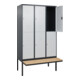 C+P Doppelstock-Spind Classic PLUS, Bank, 3 Abteile, 2120x1200x815mm, 7016/7035 Verschluss Zylinderschloss Sitzbanktyp auskragend Material Sitzfläche Buche-Hartholz-2