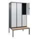 C+P Doppelstock-Spind Classic PLUS, Bank, 3 Abteile, 2120x1200x815mm, 7016/7035 Verschluss Zylinderschloss Sitzbanktyp untergebaut Material Sitzfläche Buche-Hartholz-2