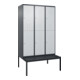 C+P Doppelstock-Spind Classic PLUS, Bank, 3 Abteile, 2120x1200x815mm, 7016/7035 Verschluss Zylinderschloss Sitzbanktyp untergebaut Material Sitzfläche Kunststoff-1