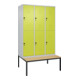C+P Doppelstock-Spind Classic PLUS, Bank, 3 Abteile, 2120x1200x815mm, 7035/0024 Verschluss Sicherheits-Drehriegel Sitzbanktyp untergebaut Material Sitzfläche Buche-Hartholz-1