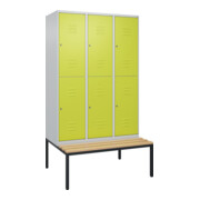 C+P Doppelstock-Spind Classic PLUS, Bank, 3 Abteile, 2120x1200x815mm, 7035/0024 Verschluss Zylinderschloss Sitzbanktyp untergebaut Material Sitzfläche Buche-Hartholz