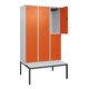 C+P Doppelstock-Spind Classic PLUS, Bank, 3 Abteile, 2120x1200x815mm, 7035/2004 Verschluss Zylinderschloss Sitzbanktyp untergebaut Material Sitzfläche Kunststoff-2