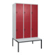 C+P Doppelstock-Spind Classic PLUS, Bank, 3 Abteile, 2120x1200x815mm, 7035/3003 Verschluss Sicherheits-Drehriegel Sitzbanktyp untergebaut Material Sitzfläche Kunststoff-1