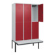C+P Doppelstock-Spind Classic PLUS, Bank, 3 Abteile, 2120x1200x815mm, 7035/3003 Verschluss Zylinderschloss Sitzbanktyp auskragend Material Sitzfläche Kunststoff-2