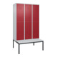 C+P Doppelstock-Spind Classic PLUS, Bank, 3 Abteile, 2120x1200x815mm, 7035/3003 Verschluss Zylinderschloss Sitzbanktyp untergebaut Material Sitzfläche Kunststoff-1