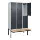 C+P Doppelstock-Spind Classic PLUS, Bank, 3 Abteile, 2120x1200x815mm, 7035/7016 Verschluss Sicherheits-Drehriegel Sitzbanktyp auskragend Material Sitzfläche Buche-Hartholz-2