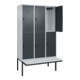 C+P Doppelstock-Spind Classic PLUS, Bank, 3 Abteile, 2120x1200x815mm, 7035/7016 Verschluss Sicherheits-Drehriegel Sitzbanktyp auskragend Material Sitzfläche Kunststoff-2