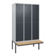 C+P Doppelstock-Spind Classic PLUS, Bank, 3 Abteile, 2120x1200x815mm, 7035/7016 Verschluss Zylinderschloss Sitzbanktyp auskragend Material Sitzfläche Buche-Hartholz-1