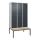 C+P Doppelstock-Spind Classic PLUS, Bank, 3 Abteile, 2120x1200x815mm, 7035/7016 Verschluss Zylinderschloss Sitzbanktyp untergebaut Material Sitzfläche Buche-Hartholz-1