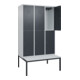 C+P Doppelstock-Spind Classic PLUS, Bank, 3 Abteile, 2120x1200x815mm, 7035/7016 Verschluss Zylinderschloss Sitzbanktyp untergebaut Material Sitzfläche Kunststoff-1