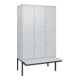 C+P Doppelstock-Spind Classic PLUS, Bank, 3 Abteile, 2120x1200x815mm, 7035/7035 Verschluss Zylinderschloss Sitzbanktyp auskragend Material Sitzfläche Kunststoff-1