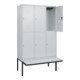 C+P Doppelstock-Spind Classic PLUS, Bank, 3 Abteile, 2120x1200x815mm, 7035/7035 Verschluss Zylinderschloss Sitzbanktyp auskragend Material Sitzfläche Kunststoff-2
