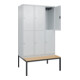 C+P Doppelstock-Spind Classic PLUS, Bank, 3 Abteile, 2120x1200x815mm, 7035/7035 Verschluss Zylinderschloss Sitzbanktyp untergebaut Material Sitzfläche Buche-Hartholz-2