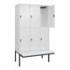 C+P Doppelstock-Spind Classic PLUS, Bank, 3 Abteile, 2120x1200x815mm, 9016/9016 Verschluss Sicherheits-Drehriegel Sitzbanktyp auskragend Material Sitzfläche Kunststoff
