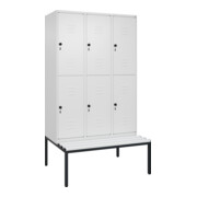 C+P Doppelstock-Spind Classic PLUS, Bank, 3 Abteile, 2120x1200x815mm, 9016/9016 Verschluss Sicherheits-Drehriegel Sitzbanktyp untergebaut Material Sitzfläche Kunststoff