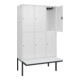 C+P Doppelstock-Spind Classic PLUS, Bank, 3 Abteile, 2120x1200x815mm, 9016/9016 Verschluss Zylinderschloss Sitzbanktyp auskragend Material Sitzfläche Kunststoff-2