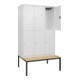 C+P Doppelstock-Spind Classic PLUS, Bank, 3 Abteile, 2120x1200x815mm, 9016/9016 Verschluss Zylinderschloss Sitzbanktyp untergebaut Material Sitzfläche Buche-Hartholz-2