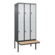 C+P Doppelstock-Spind Classic PLUS, Bank, 3 Abteile, 2120x900x815mm, 7016/7035 Verschluss Sicherheits-Drehriegel Sitzbanktyp auskragend Material Sitzfläche Buche-Hartholz-1