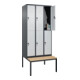 C+P Doppelstock-Spind Classic PLUS, Bank, 3 Abteile, 2120x900x815mm, 7016/7035 Verschluss Sicherheits-Drehriegel Sitzbanktyp untergebaut Material Sitzfläche Buche-Hartholz-4