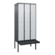 C+P Doppelstock-Spind Classic PLUS, Bank, 3 Abteile, 2120x900x815mm, 7016/7035 Verschluss Zylinderschloss Sitzbanktyp auskragend Material Sitzfläche Kunststoff-1