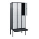 C+P Doppelstock-Spind Classic PLUS, Bank, 3 Abteile, 2120x900x815mm, 7016/7035 Verschluss Zylinderschloss Sitzbanktyp auskragend Material Sitzfläche Kunststoff-2