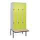 C+P Doppelstock-Spind Classic PLUS, Bank, 3 Abteile, 2120x900x815mm, 7035/0024 Verschluss Sicherheits-Drehriegel Sitzbanktyp auskragend Material Sitzfläche Buche-Hartholz-1