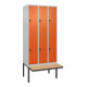 C+P Doppelstock-Spind Classic PLUS, Bank, 3 Abteile, 2120x900x815mm, 7035/2004 Verschluss Sicherheits-Drehriegel Sitzbanktyp auskragend Material Sitzfläche Buche-Hartholz-1
