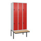C+P Doppelstock-Spind Classic PLUS, Bank, 3 Abteile, 2120x900x815mm, 7035/3020 Verschluss Sicherheits-Drehriegel Sitzbanktyp auskragend Material Sitzfläche Buche-Hartholz-1