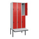 C+P Doppelstock-Spind Classic PLUS, Bank, 3 Abteile, 2120x900x815mm, 7035/3020 Verschluss Sicherheits-Drehriegel Sitzbanktyp auskragend Material Sitzfläche Kunststoff-2