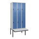 C+P Doppelstock-Spind Classic PLUS, Bank, 3 Abteile, 2120x900x815mm, 7035/5023 Verschluss Sicherheits-Drehriegel Sitzbanktyp auskragend Material Sitzfläche Kunststoff-1
