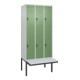 C+P Doppelstock-Spind Classic PLUS, Bank, 3 Abteile, 2120x900x815mm, 7035/6011 Verschluss Sicherheits-Drehriegel Sitzbanktyp auskragend Material Sitzfläche Kunststoff-1