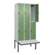 C+P Doppelstock-Spind Classic PLUS, Bank, 3 Abteile, 2120x900x815mm, 7035/6011 Verschluss Sicherheits-Drehriegel Sitzbanktyp auskragend Material Sitzfläche Kunststoff-2