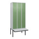 C+P Doppelstock-Spind Classic PLUS, Bank, 3 Abteile, 2120x900x815mm, 7035/6011 Verschluss Zylinderschloss Sitzbanktyp auskragend Material Sitzfläche Kunststoff-1