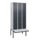 C+P Doppelstock-Spind Classic PLUS, Bank, 3 Abteile, 2120x900x815mm, 7035/7016 Verschluss Zylinderschloss Sitzbanktyp auskragend Material Sitzfläche Kunststoff-1