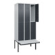 C+P Doppelstock-Spind Classic PLUS, Bank, 3 Abteile, 2120x900x815mm, 7035/7016 Verschluss Zylinderschloss Sitzbanktyp auskragend Material Sitzfläche Kunststoff-2