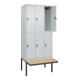 C+P Doppelstock-Spind Classic PLUS, Bank, 3 Abteile, 2120x900x815mm, 7035/7035 Verschluss Sicherheits-Drehriegel Sitzbanktyp auskragend Material Sitzfläche Buche-Hartholz-2