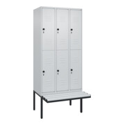 C+P Doppelstock-Spind Classic PLUS, Bank, 3 Abteile, 2120x900x815mm, 7035/7035 Verschluss Sicherheits-Drehriegel Sitzbanktyp auskragend Material Sitzfläche Kunststoff