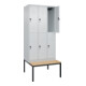 C+P Doppelstock-Spind Classic PLUS, Bank, 3 Abteile, 2120x900x815mm, 7035/7035 Verschluss Sicherheits-Drehriegel Sitzbanktyp untergebaut Material Sitzfläche Buche-Hartholz-2