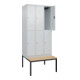 C+P Doppelstock-Spind Classic PLUS, Bank, 3 Abteile, 2120x900x815mm, 7035/7035 Verschluss Zylinderschloss Sitzbanktyp untergebaut Material Sitzfläche Buche-Hartholz-2